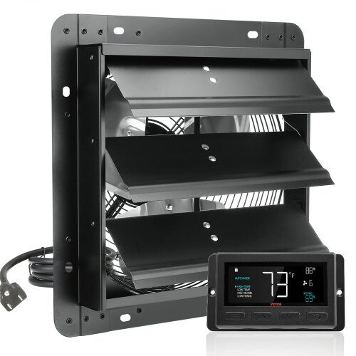 Udsugningsventilator, 38x38x19 cm, Sort, Metal, Ventilation