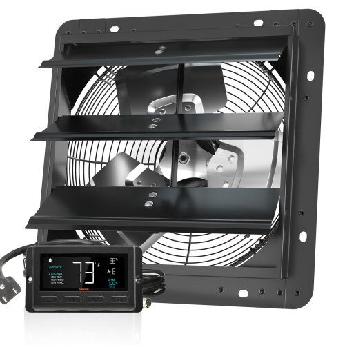 Udsugningsventilator, 38x38x19 cm, Sort, Metal, Ventilation