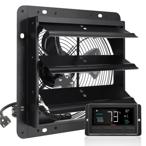 Udsugningsventilator, 32,5x32,5x20 cm, Sort, Metal, Ventilation