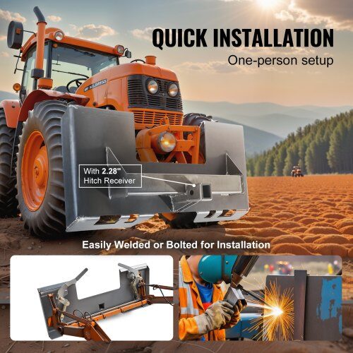 Skid Steer monteringsplade, 116x45.8x23.5 cm, stål