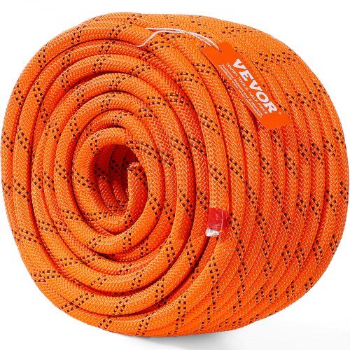 Klätterrep, Dubbel flätad polyester, 1.3x3660 cm, Orange