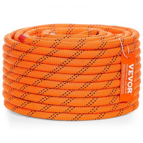 Klätterrep, Dubbel flätad polyester, 1.3x3660 cm, Orange