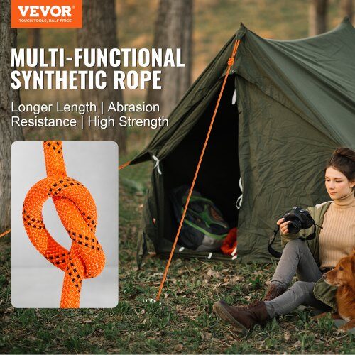 Trädklättringsrep, Dubbel flätad polyester, 1.3x670.6 cm, Orange, 48-trådig