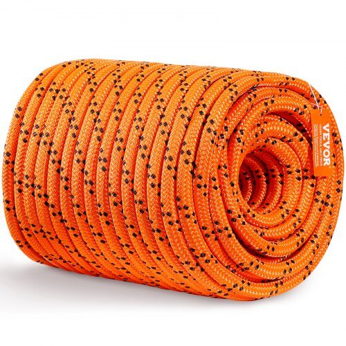 Trädklättringsrep, Dubbel fläta polyester, 1.9 cm x 67.1 m, Orange, 24-trådig
