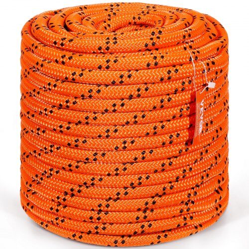 Trädklättringsrep, Dubbel fläta polyester, 1.9 cm x 67.1 m, Orange, 24-trådig