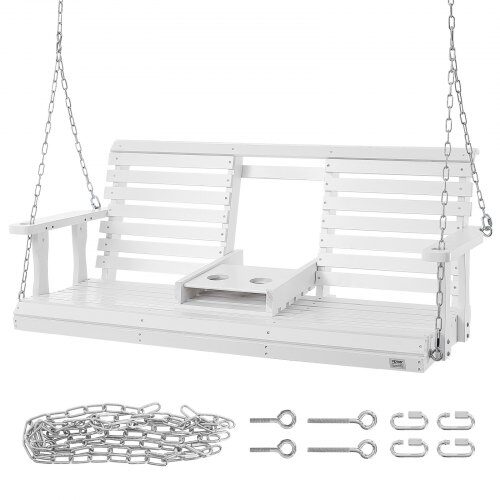 Gungbänk för veranda, 1523x710x600 mm, Vit, Trä