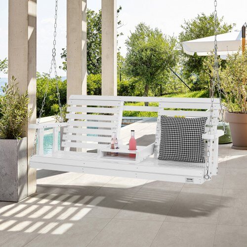 Gungbänk för veranda, 1523x710x600 mm, Vit, Trä