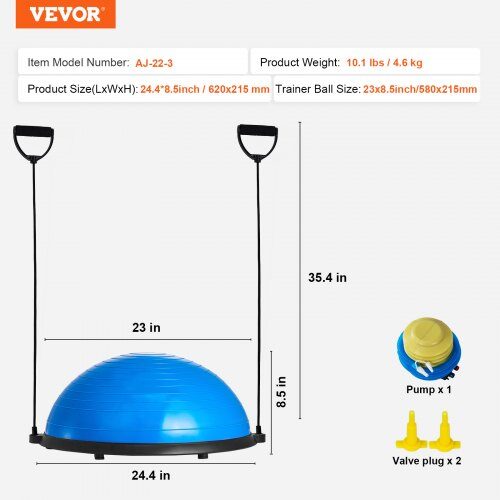Balance Trainer, 62x21,5 cm, Blå, Stabilitetstræningsudstyr