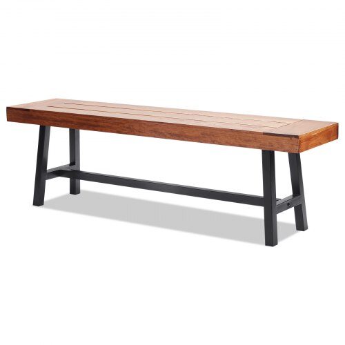 Udendørs bænk, 36.5x160x48.2 cm, træ, metal, havemøbler