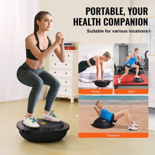 Balance Trainer, 66x20 cm, Sort, med modstandsbånd
