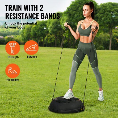 Balance Trainer, 66x20 cm, Sort, med modstandsbånd