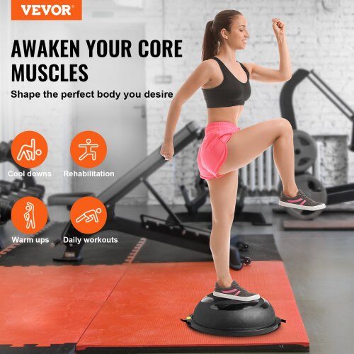 Balance Trainer, 66x20 cm, Sort, med modstandsbånd