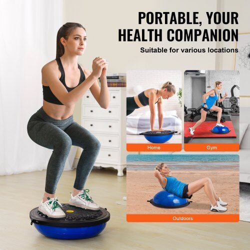 Balance Trainer, 66x20 cm, Blå, med Modstandsbånd