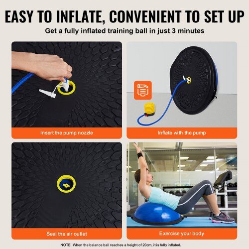 Balance Trainer, 66x20 cm, Blå, med Modstandsbånd