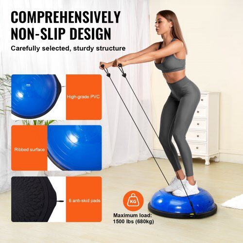 Balance Trainer, 66x20 cm, Blå, med Modstandsbånd