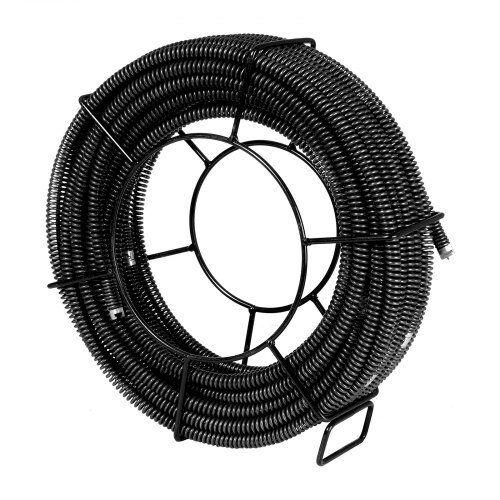 Afløbsrensningskabel, 100ft x 1.6 cm, Stål, 7 skærehoveder, Renseværktøj til rør