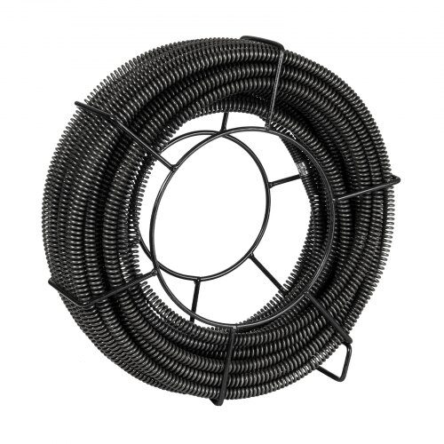 Afløbsrensningskabel, 100ft x 1.6 cm, Stål, 7 skærehoveder, Renseværktøj til rør