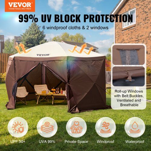 Pavillon, 3,81x3,81x2,28 m, Brun, Solbeskyttelse