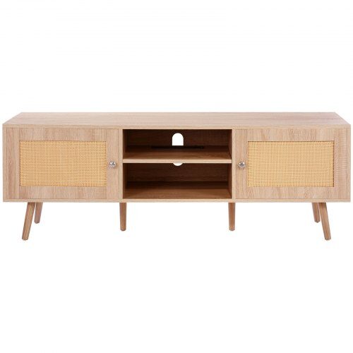 TV-bänk, 140x40x50 cm, Ek, Rattan
