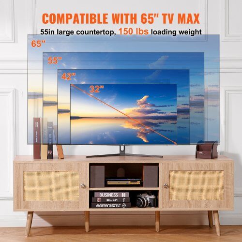 TV-bänk, 140x40x50 cm, Ek, Rattan
