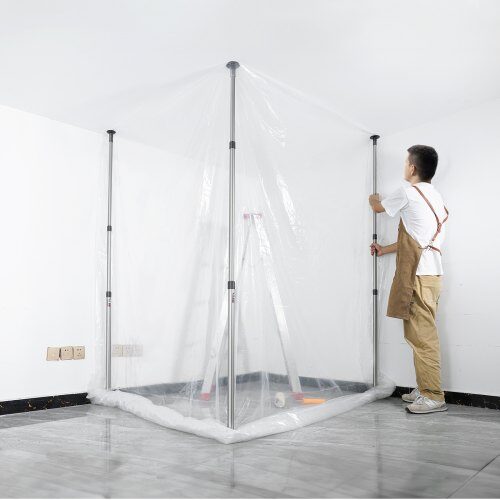 Dammskyddsstolpeset, 4 teleskopstolpar, 1000x400 cm, plast, justerbar