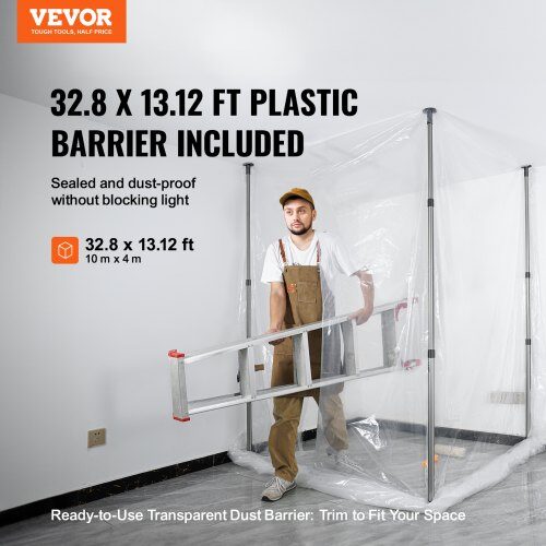 Dammskyddsstolpeset, 4 teleskopstolpar, 1000x400 cm, plast, justerbar