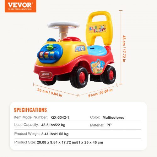 Ride On Skubbil, Ride Racer, 51x25x45 cm, Flerfarvet, Opbevaring