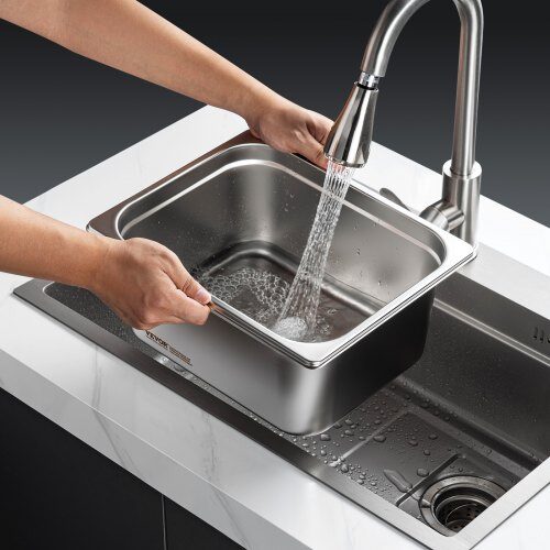 Steam Table Pan, 1/2 storlek med lock, 32.6x26.6x10.2 cm, rostfritt stål