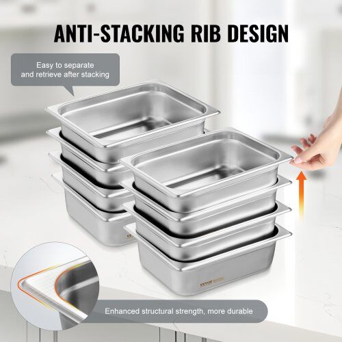 Steam Table Pan, 1/2 storlek med lock, 32.6x26.6x10.2 cm, rostfritt stål