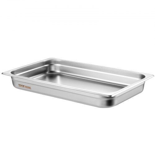 Steam Table Pan, 6-pak fuld størrelse anti-jam, 53x32,8x6,7 cm, rustfrit stål, opbevaring