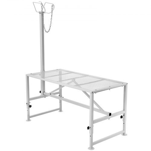 Djurbord, Justerbart get- och fårbord, 119,5x58,4x174 cm, Vit, Metall