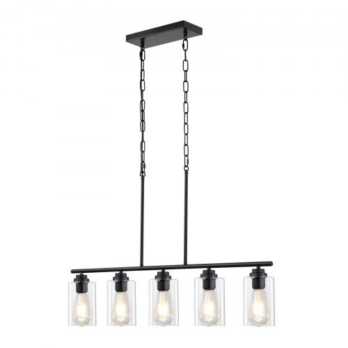 Taklampa, 5-ljus köksö justerbar, metallram, klart glas