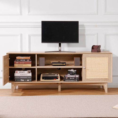 TV-taso, 167.7x39.7x63.6 cm, tammi, rottinki
