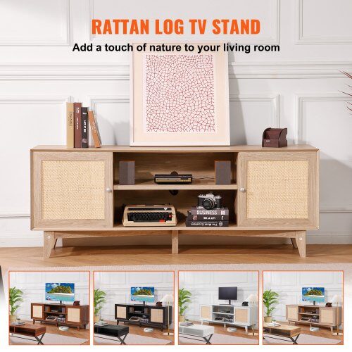 TV-taso, 167.7x39.7x63.6 cm, tammi, rottinki