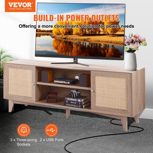 TV-taso, 167.7x39.7x63.6 cm, tammi, rottinki