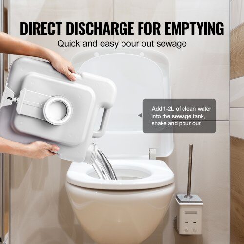 Transportabelt toilet, 43x34x42 cm, grå, rejse camping opbevaring