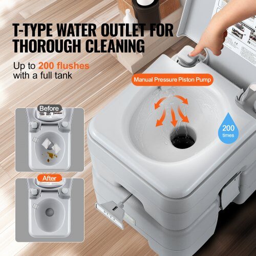 Transportabelt toilet, 43x34x42 cm, grå, rejse camping opbevaring