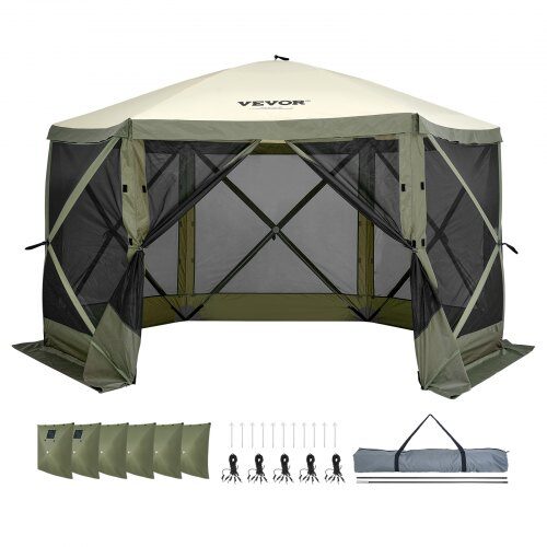 Pavillon telt, 3.66x3.66x2.4 m, Grøn, Myggenet