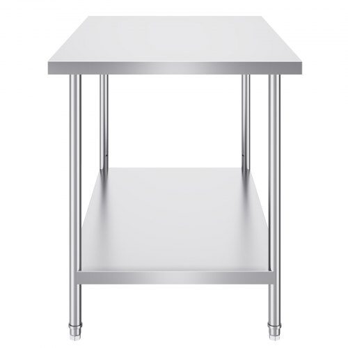 Valmistelupöytä, 76.2x121.9x86.4 cm, ruostumaton teräs, säädettävä korkeus