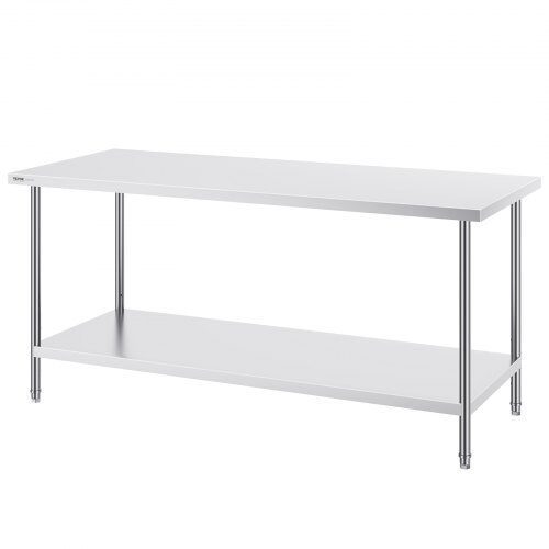 Arbetsbord, 76,2x182,9x86,4 cm, Rostfritt stål, Justerbar höjd