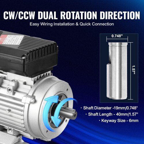 Elektrisk motor, 290x160x215 mm, 0.75 kW, enfas, stål