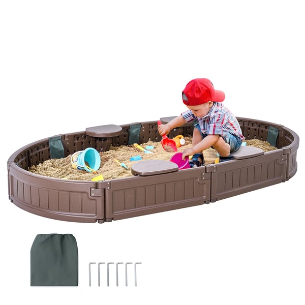 Sandkasse, 183x105,5x23 cm, Brun, HDPE