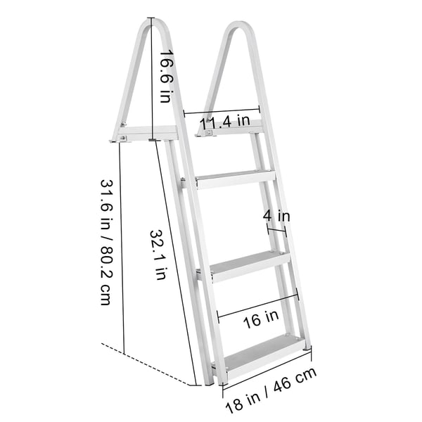Badeltrappe, 3-trins aftagelig, 61x45,5x122,5 cm, aluminium