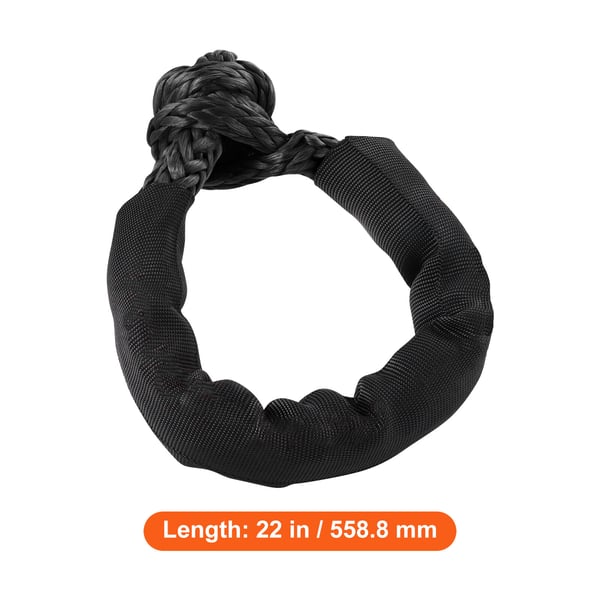 Blød sjækkel syntetisk bjergningsreb 2 stk 1,3x56 cm sort, bugsering