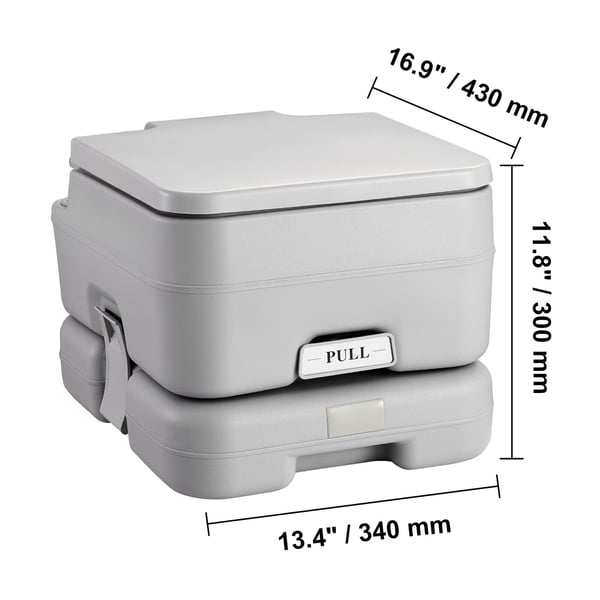 Transportabelt toilet, 43x34x30 cm, grå, camping