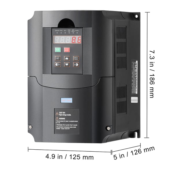 Taajuusmuuttaja, 7.5KW 10HP, 21.9x14.9x17.8 cm, Nopeudensäätö