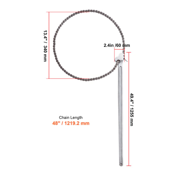 Kæderørtang, 121,9 cm kædelængde, 34 cm diameterkapacitet, CRV stål