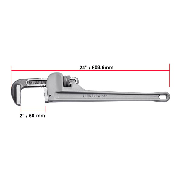 Putkipihdit, 61 cm alumiiniset säädettävät putkipihdit, 30x50x105 mm, hopea, LVI-työkalu