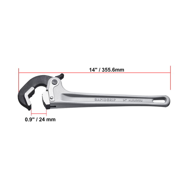 Putkipihdit, 35,6 cm alumiinia, säädettävä, ergonominen kahva, työkalu