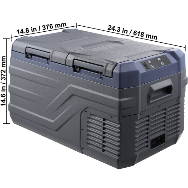 Auton jääkaappi, 25 L kaksiosainen kannettava pakastin, 61,8x37,6x37,2 cm, säädettävä lämpötila